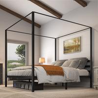 YITAHOME Metal Four Poster Canopy Bed Frame 14 Inch Platform with Built-in Headboard Strong Metal Slat Mattress Support, No B...