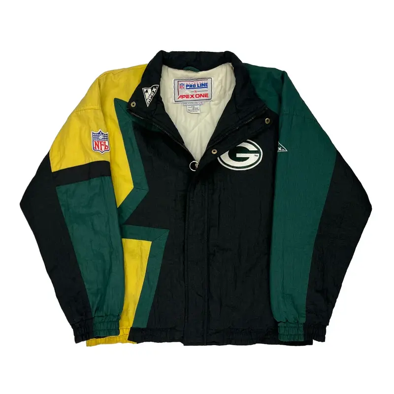Green Bay Packers Pro Line Nfl Jacket - Large Black Nylon