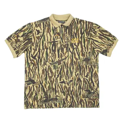 RATTLERS BRAND Mens Polo Shirt Green Camouflage XL