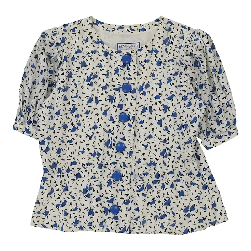 Yves Saint Laurent Floral Jacket - Large White Cotton | Size: large