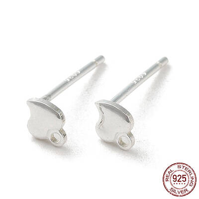 Heart 925 Sterling Silver Stud Earring Finddings
