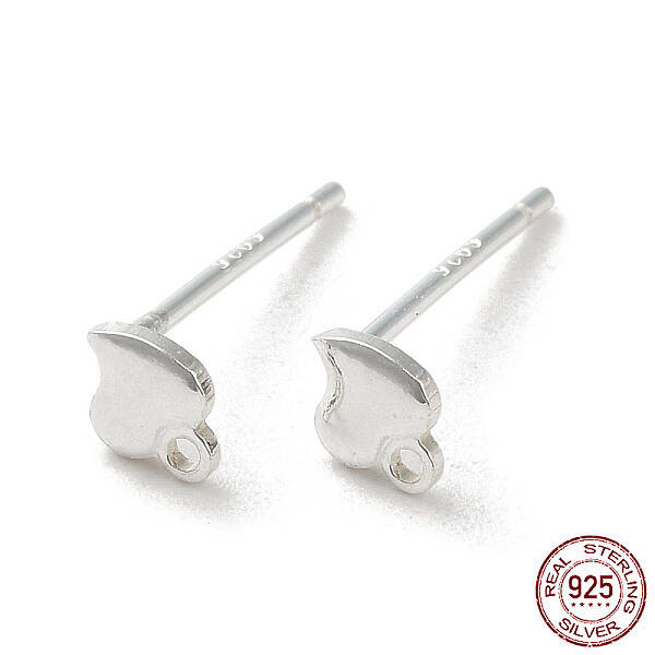 Heart 925 Sterling Silver Stud Earring Finddings