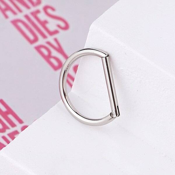 316L Stainless Steel Micro Pave Cubic Zirconia Hoop Nose Rings
