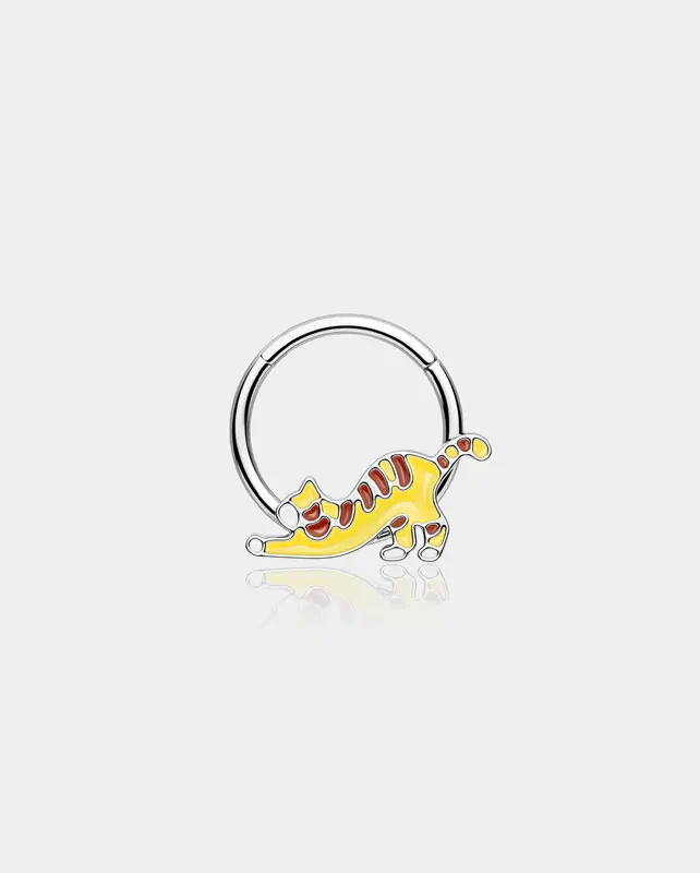Oufer X Roly Stretching Cat Hinged Segment Septum Ring - 14G / 8mm