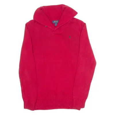 POLO RALPH LAUREN Boys Jumper Red Roll Neck Tight Knit L