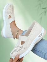Women's Solid Color Breathable Mesh Walking Shoes, Casual Comfortable Lightweight Slip on Sock Sneakers, Female All-match Rou...