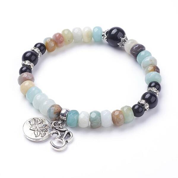 Natural Obsidian Stretch Charm Bracelets