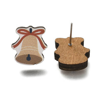 Christmas Printed Wood Stud Earrings for Women