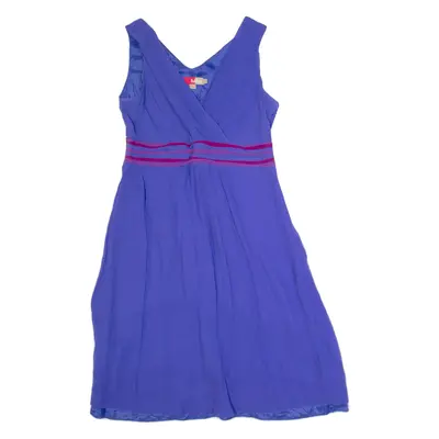 BODEN Womens A-Line Dress Blue Silk Sleeveless Midi UK 14