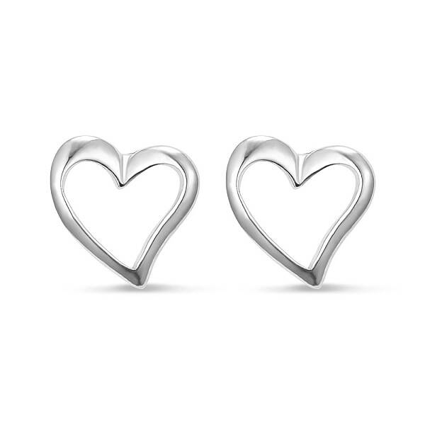 Sweety Girls Elegant Heart Rhodium Plated 925 Sterling Silver Ear Studs