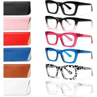 6 Pack Oprah Style Reading Glasses for Women Blue Light Blocking Computer Square Readers with Spring Hinge (Mix Color, 1.75, ...