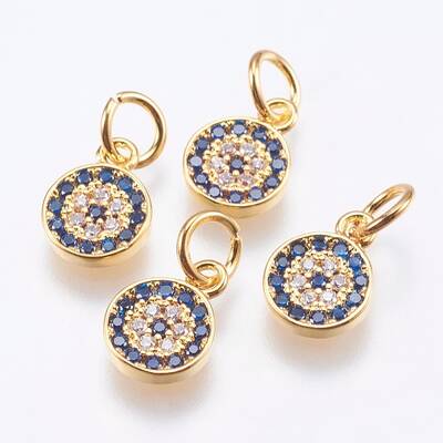 Brass Micro Pave Cubic Zirconia Charms