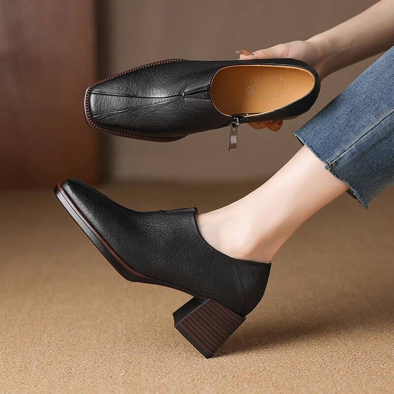 CHIKO Karie Square Toe Block Heels Ankle Boots