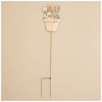 Sweet Bunnies Mixed Metal Plant Stake - Watering Can