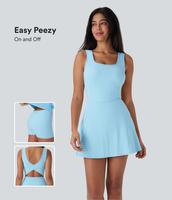 Halara Softlyzero Airy Backless Crisscross U Neck 2-in-1 Side Pocket Mini Cool Touch Dance Active Dress-Easy Peezy #outdoorfu...