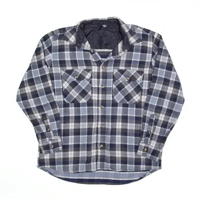Flannel Shirt Blue Check Long Sleeve Mens M