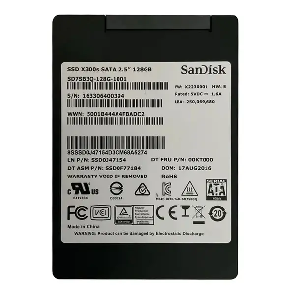 SD7SB3Q-128G-1001 SanDisk X300s 128GB MLC SATA 6Gb/s (AES-256 / SE TCG Opal 2.0) 2.5-inch Internal Solid State Drive