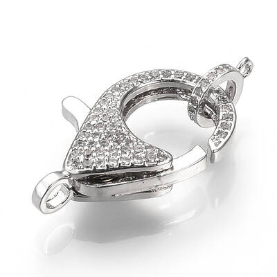 Brass Micro Pave Cubic Zirconia Lobster Claw Clasps