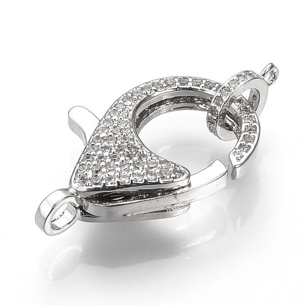 Brass Micro Pave Cubic Zirconia Lobster Claw Clasps
