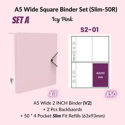 K-KEEP [A5 Wide]  Square Binder [V2 With Cat Button] - [2 inch] - [Minimalist Series]  - The Most Comprehensive and Largest A...