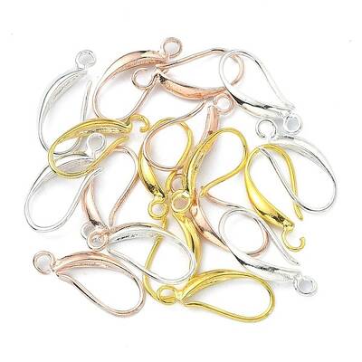 18Pcs 3 Colors Brass Smooth Earring Hooks