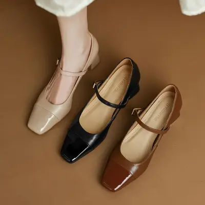 CHIKO Cancianna Square Toe Block Heels Mary Jane Shoes