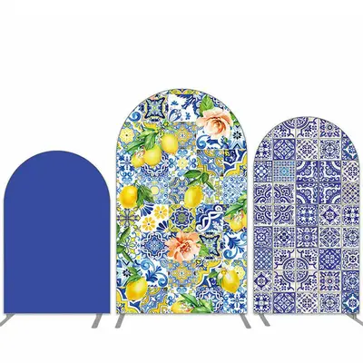 Aperturee Lemon Classical Pattern Arch Backdrop Kit To Party | Diy Round Arch Backdrop | Chiara Arch Backdrop Diy | Diy Chiar...