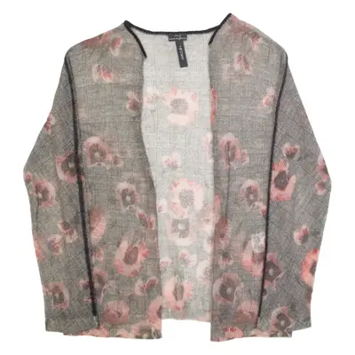 MARC CAIN Cardigan Womens Kimono Blouse Grey Long Sleeve Mohair Floral M