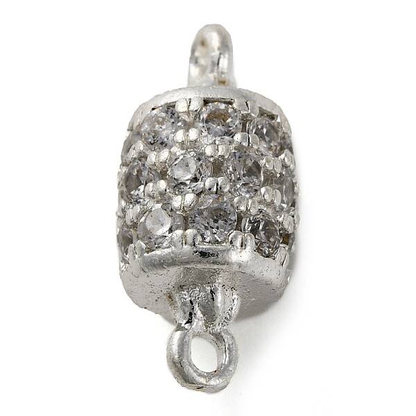 Brass Micro Pave Clear Cubic Zirconia Hollow Column Connector Charms