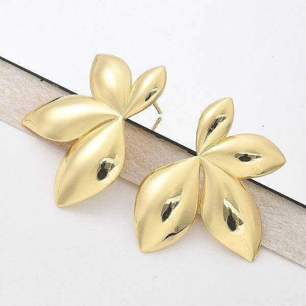 Brass Leaf Stud Earrings