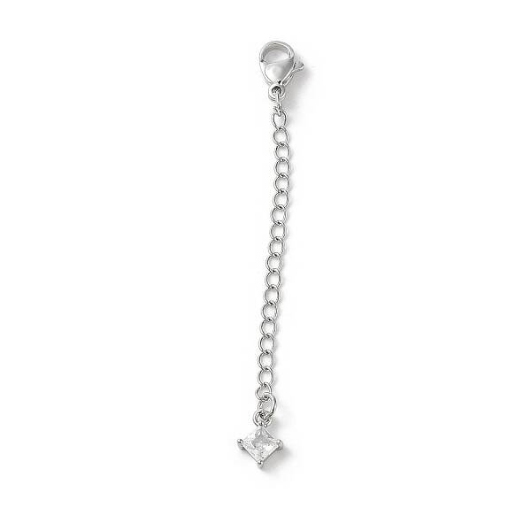 Brass Micro Pave Clear Cubic Zirconia Chain Extender