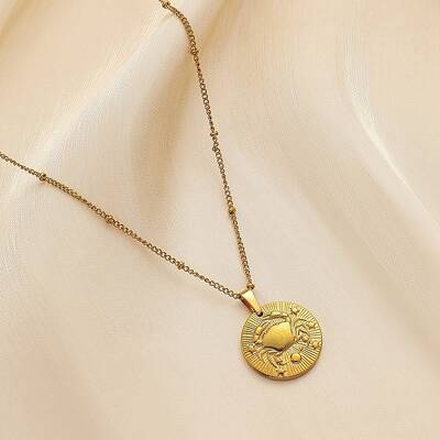 Constellation Coin Stainless Steel Pendant Necklace for Women
