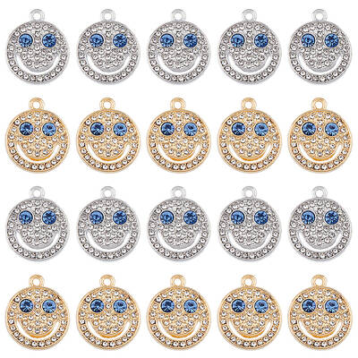32Pcs 2 Colors Alloy Rhinestone Pendants