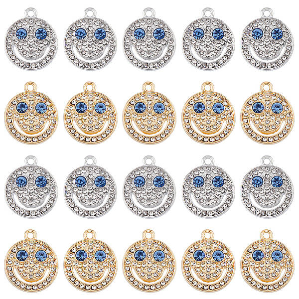 32Pcs 2 Colors Alloy Rhinestone Pendants