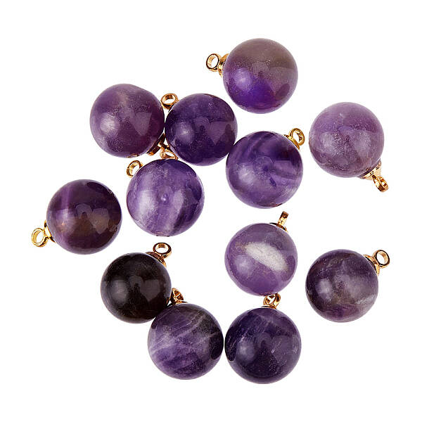 12Pcs Natural Amethyst Charms
