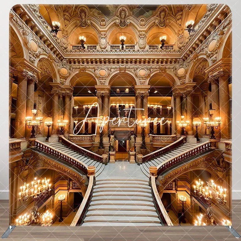 Aperturee Gold Luxury Lighted Palace Square Tension Backdrop, 6X6FT(1.8X1.8M), 111 USD, square double-sided backdrops, DSYMHD...