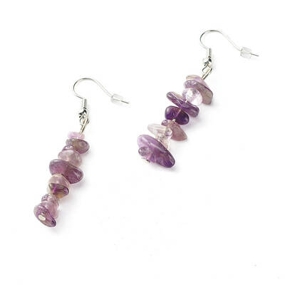Natural Amethyst Chip Beads Dangle Earrings