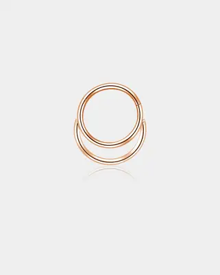 Paved Double Loop Septum Ring - Rose Gold / 8mm