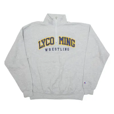 CHAMPION Lycoming Wrestling Mens Sweatshirt Grey 1/4 Zip USA L