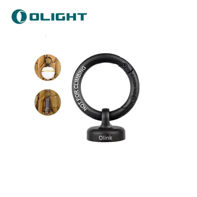OLIGHT OLINK Portable Magnetic Hook Compatible Flashlights, Obulb, Stainless-Made Carabiner-Style Ring (Black)