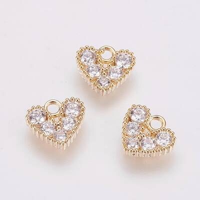 Brass Micro Pave Cubic Zirconia Charms