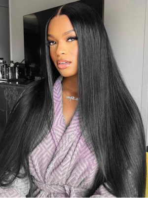 [US Only] 16 Inch UNice 13x4 Transparent Lace Front Black Straight Pre-Plucked Human Hair Wig with Baby Hair