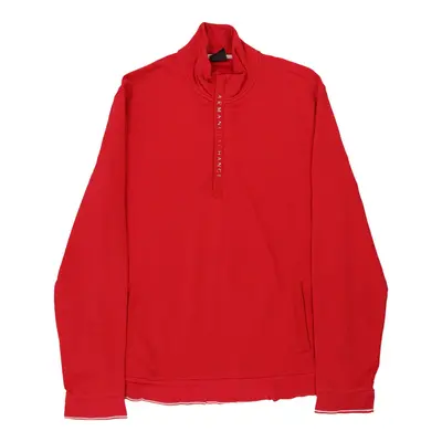 Armani Exchange 1/4 Zip - Large Red Cotton