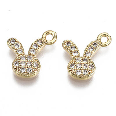 Brass Micro Cubic Zirconia Bunny Charms