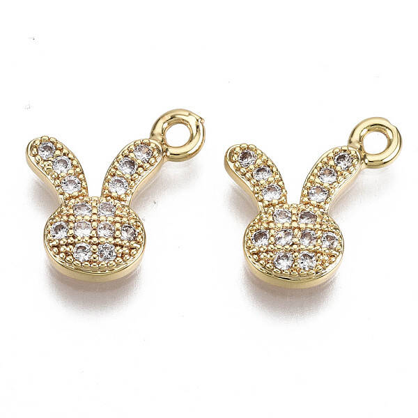 Brass Micro Cubic Zirconia Bunny Charms