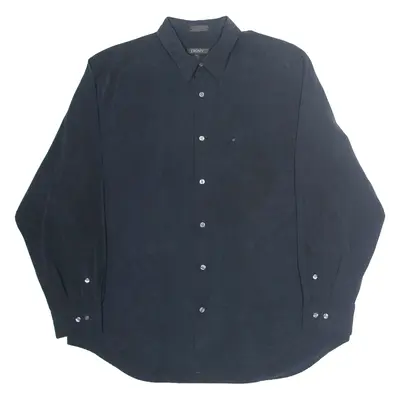 DKNY Mens Plain Shirt Black Long Sleeve XL
