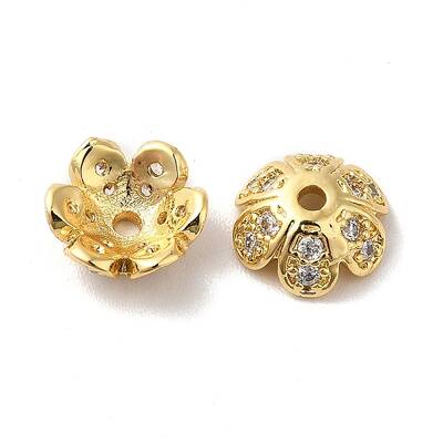 Brass Micro Pave Cubic Zirconia Bead Cap