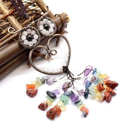 Rose Quartz Owl Pendant Decorations