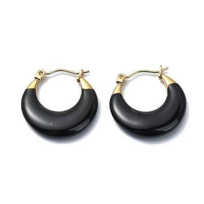 Ion Plating(IP) Golden 304 Stainless Steel Donut Hoop Earrings