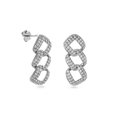 Again jewelry Silver Drop Earrings with Cubic Zirconia AJNS0058